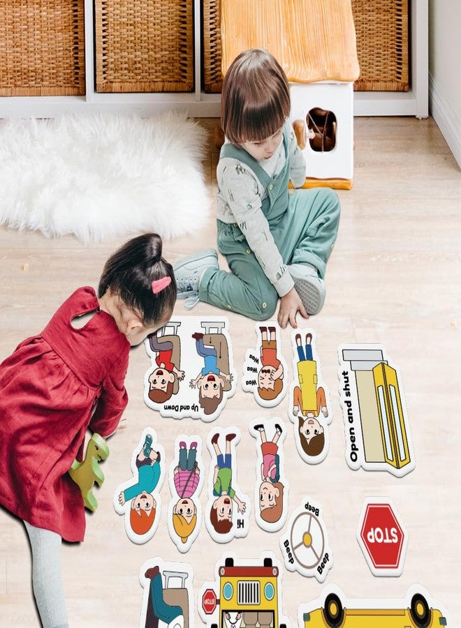 BEUNITONE Preschool Felt Storyboard for Them 13 Pcs School Buses and Family Greatal Teaching Felt Storyboard for Them Flannel Early Interactive Play Kit Interactive Wall Activity for Family - Image 2